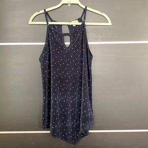 Lavish Blue Spaghetti Strap Keyhole Top